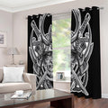 Silver Samurai Mask Print Extra Wide Grommet Curtains