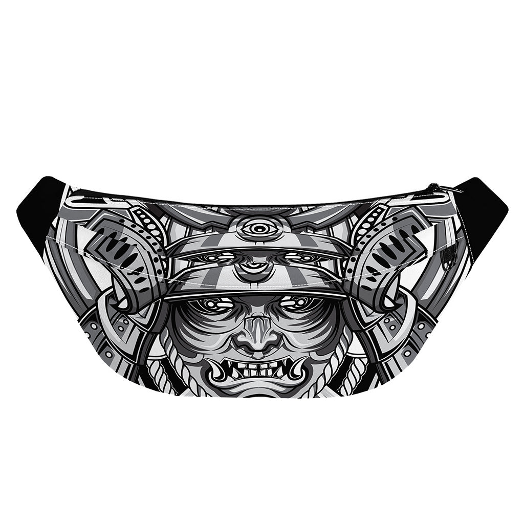 Silver Samurai Mask Print Fanny Pack
