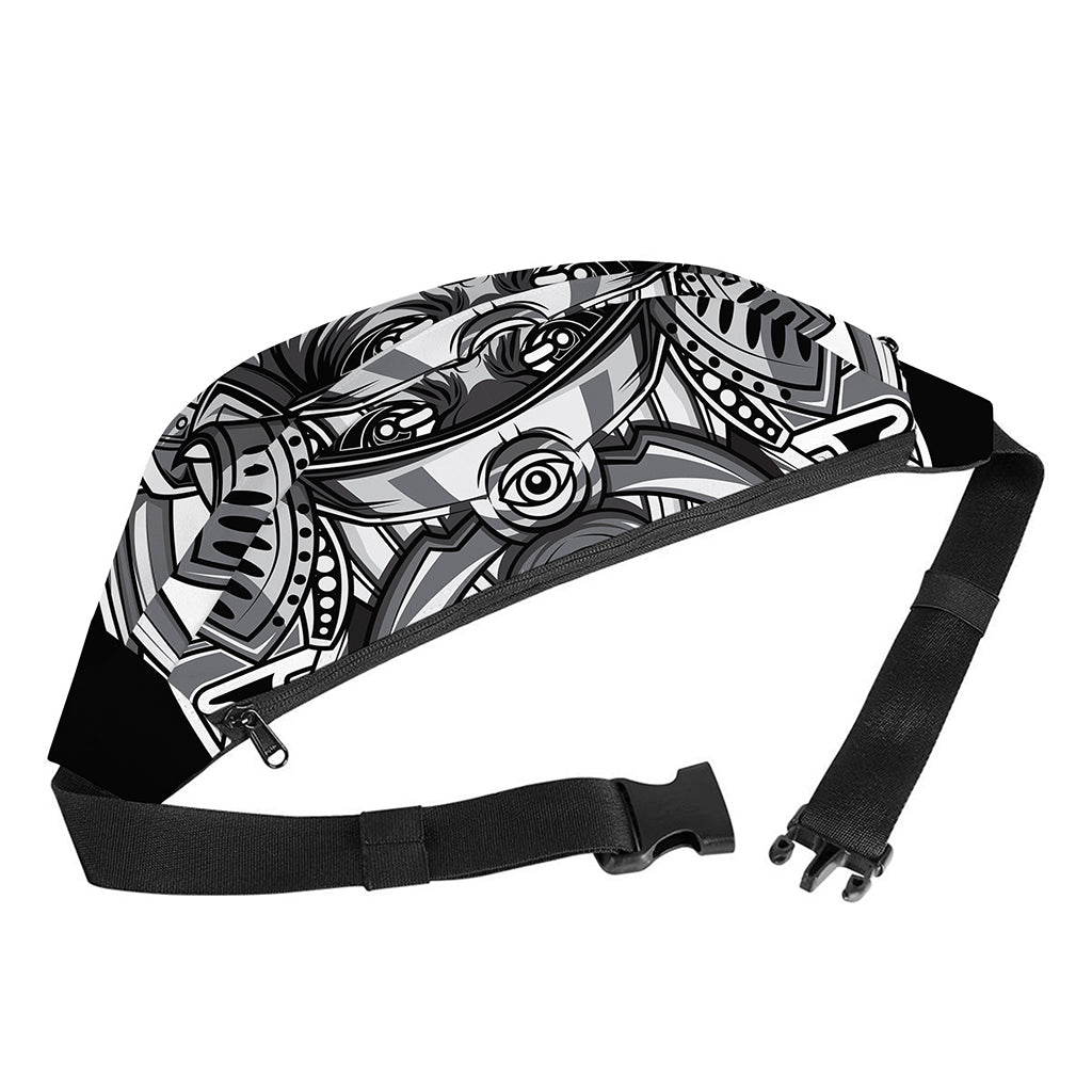Silver Samurai Mask Print Fanny Pack