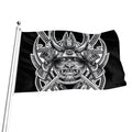 Silver Samurai Mask Print Flag