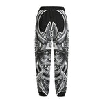 Silver Samurai Mask Print Fleece Lined Knit Pants