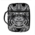 Silver Samurai Mask Print Front Pocket Bible Bag