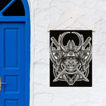 Silver Samurai Mask Print Garden Flag