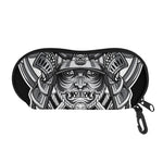 Silver Samurai Mask Print Glasses Case