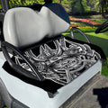 Silver Samurai Mask Print Golf Cart Seat Cover