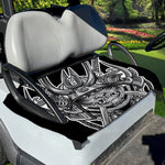 Silver Samurai Mask Print Golf Cart Seat Cover