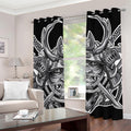 Silver Samurai Mask Print Grommet Curtains