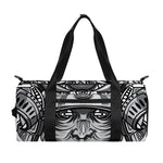 Silver Samurai Mask Print Gym Bag