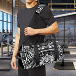 Silver Samurai Mask Print Gym Bag