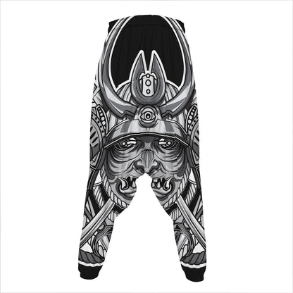 Silver Samurai Mask Print Hammer Pants