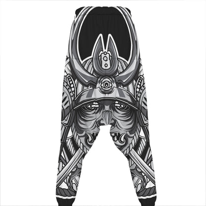 Silver Samurai Mask Print Hammer Pants