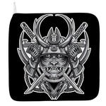 Silver Samurai Mask Print Hand Towel