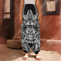 Silver Samurai Mask Print Harem Pants