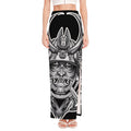Silver Samurai Mask Print High Slit Maxi Skirt