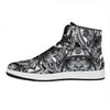 Silver Samurai Mask Print High Top Leather Sneakers