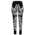 Silver Samurai Mask Print High-Waisted Pocket Leggings