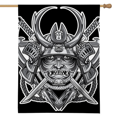 Silver Samurai Mask Print House Flag