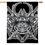 Silver Samurai Mask Print House Flag