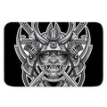 Silver Samurai Mask Print Indoor Door Mat