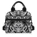 Silver Samurai Mask Print Insulated Lunch Bag