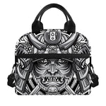 Silver Samurai Mask Print Insulated Lunch Bag