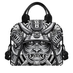 Silver Samurai Mask Print Insulated Lunch Bag