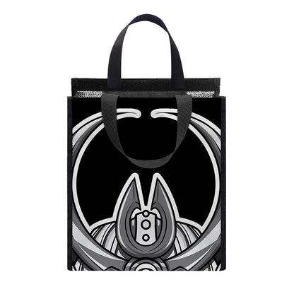 Silver Samurai Mask Print Insulated Lunch Tote