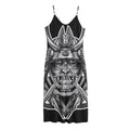 Silver Samurai Mask Print Jersey Midi Cami Dress