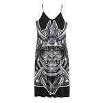 Silver Samurai Mask Print Jersey Midi Cami Dress