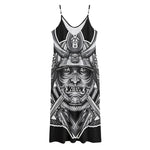 Silver Samurai Mask Print Jersey Midi Cami Dress