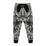 Silver Samurai Mask Print Jogger Pants