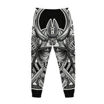 Silver Samurai Mask Print Jogger Pants