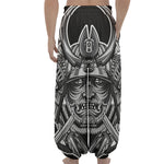 Silver Samurai Mask Print Lantern Pants