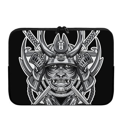 Silver Samurai Mask Print Laptop Sleeve