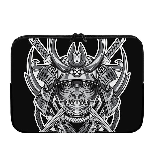 Silver Samurai Mask Print Laptop Sleeve