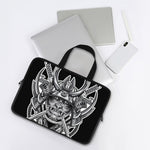 Silver Samurai Mask Print Laptop Sleeve With Handle