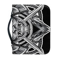 Silver Samurai Mask Print Leather Bible Cover