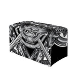 Silver Samurai Mask Print Leather Tissue Box Cover