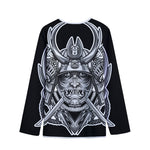 Silver Samurai Mask Print Long Sleeve Short Coat