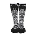 Silver Samurai Mask Print Long Socks