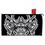 Silver Samurai Mask Print Mailbox Cover