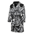 Silver Samurai Mask Print Men's Bathrobe