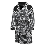 Silver Samurai Mask Print Men's Bathrobe