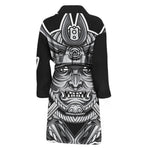 Silver Samurai Mask Print Men's Bathrobe