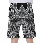 Silver Samurai Mask Print Men's Beach Shorts