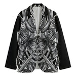 Silver Samurai Mask Print Men's Blazer