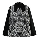 Silver Samurai Mask Print Men's Blazer