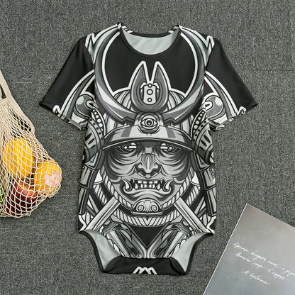 Silver Samurai Mask Print Men's Bodysuit