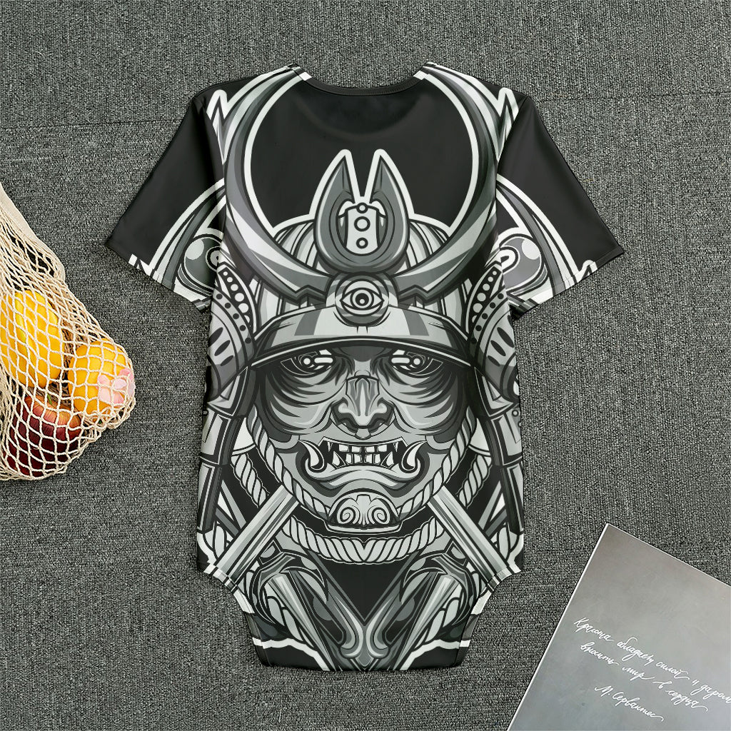 Silver Samurai Mask Print Men's Bodysuit