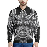 Silver Samurai Mask Print Men's Bomber Jacket